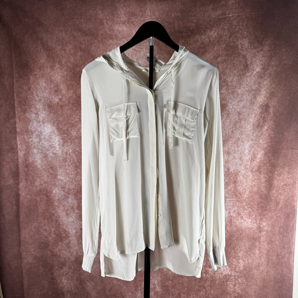 Gold Hawk Silk Hoodie Blouse NWT $179 Ivory 🤍